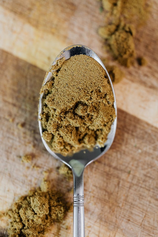 Roasted cumin powder (bhuna zeera) in bowl for salty lassi seasoning