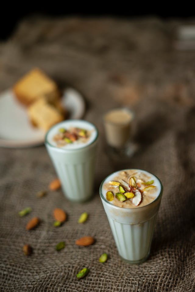 sweet lassi recipe card with ingredients and instructions